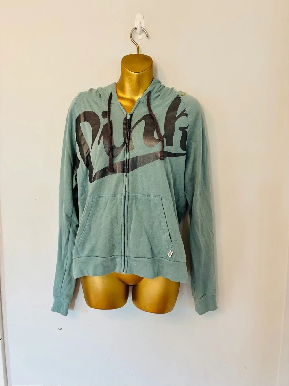 Victoria’s Secret PINK Teal Logo Hoodie & Wide Leg Sweatpants Set Y2K